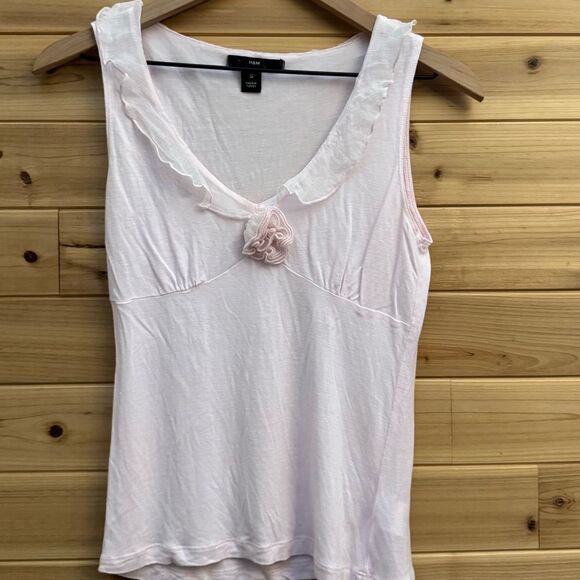 Y2K H&M Size Small Baby Petal Pink Coquette Babydoll Frilly Girly Tank Top - Picture 6 of 12